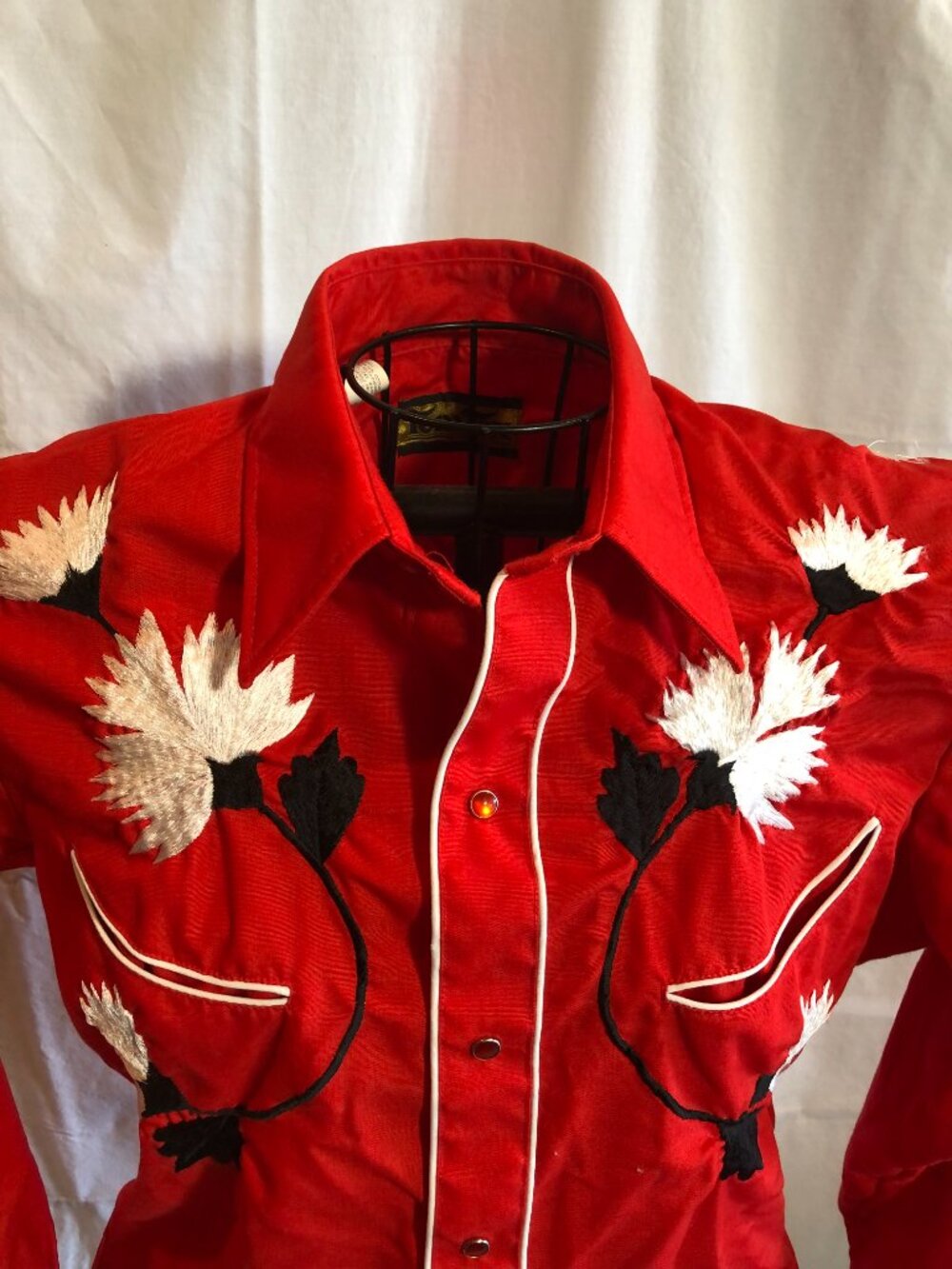 VINTAGE Tem Tex 15 1/2 33 Red Long Sleeve Western Shirt - Picture 2 of 4
